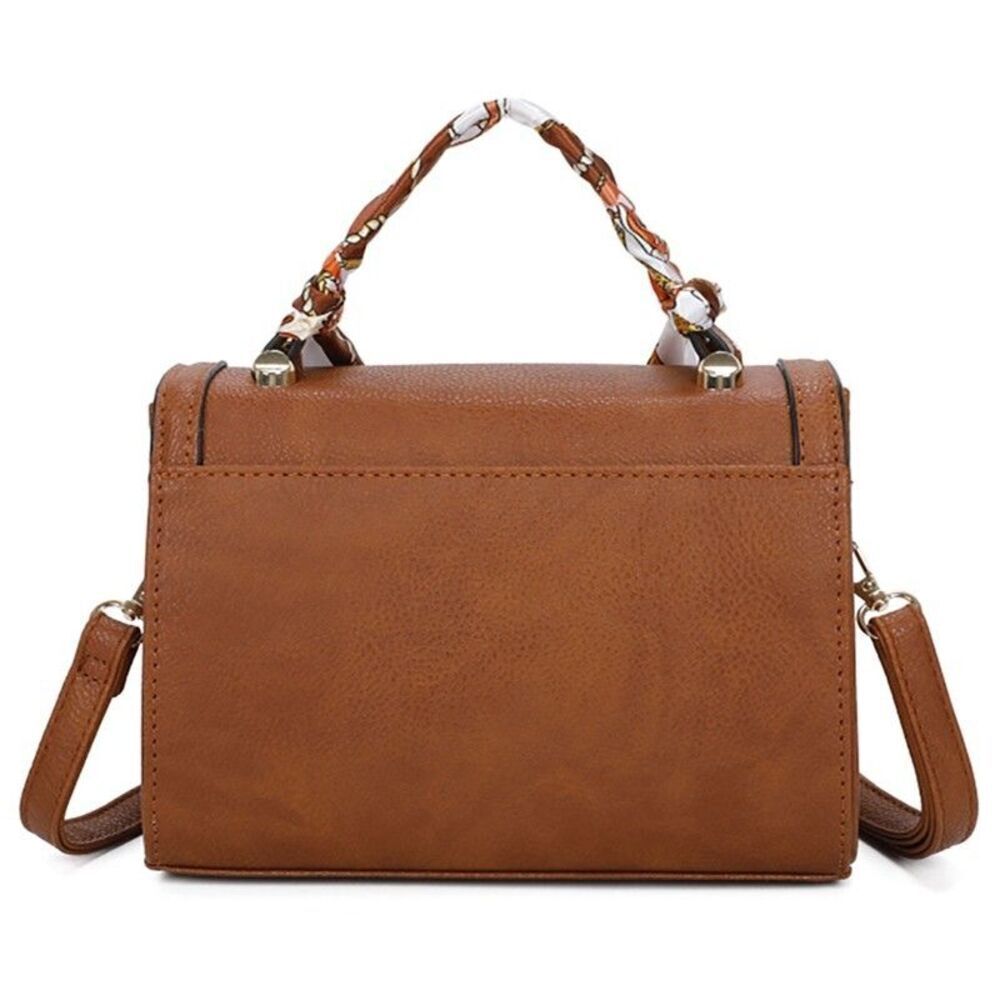 Women's Brown Scarf Satchel for Women Top Handle With Wallet Two Piece Set - Picture 7 of 10